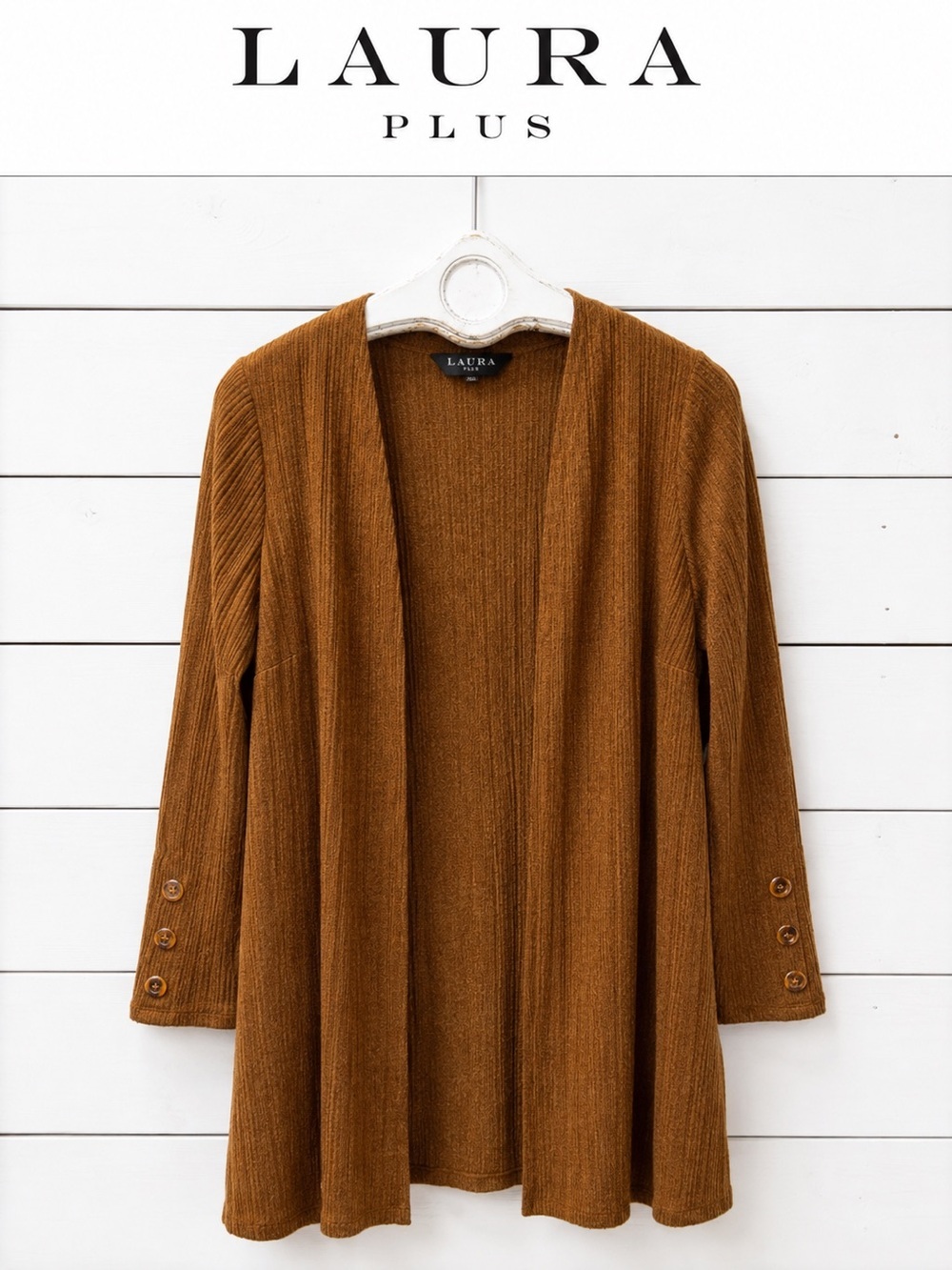 Laura Plus Open Front Ribbed Cardigan – Size X
